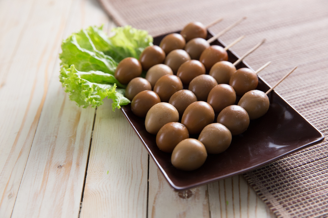 sate telur puyuh, bird egg traditional indonesian food